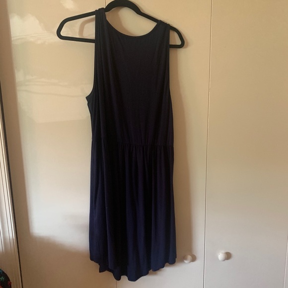 Navy Blue Drop Waist Casual Summer Dress Button Front XL - Picture 5 of 5